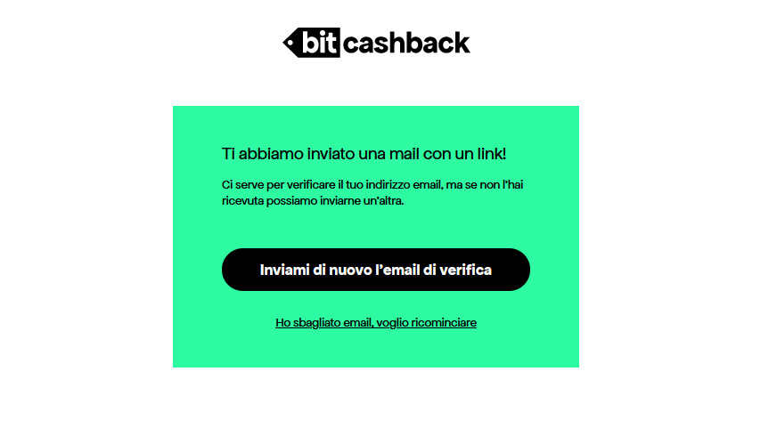 cashback in bitcoin - conferma e-mail bitcashback