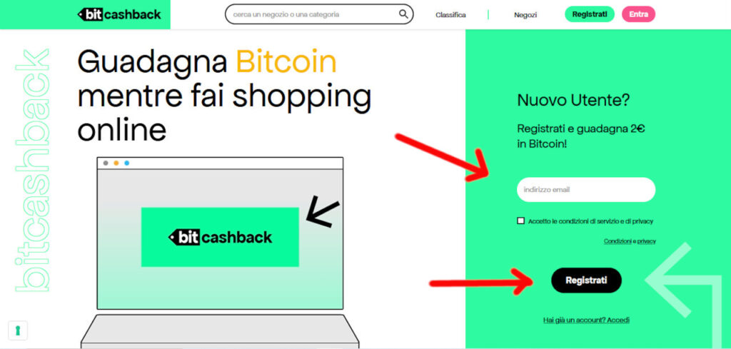 cashback in bitcoin - homepage bitcashback