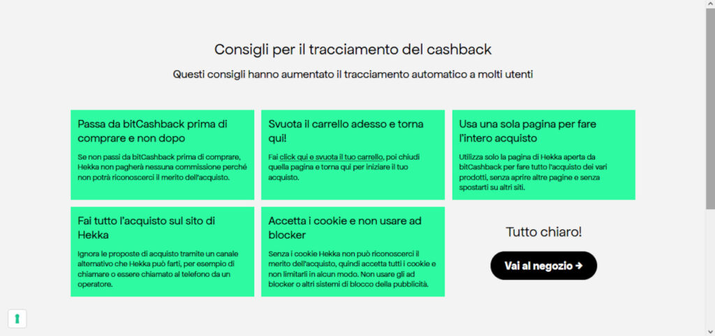 cashback in bitcoin - tracciamento bitcashback